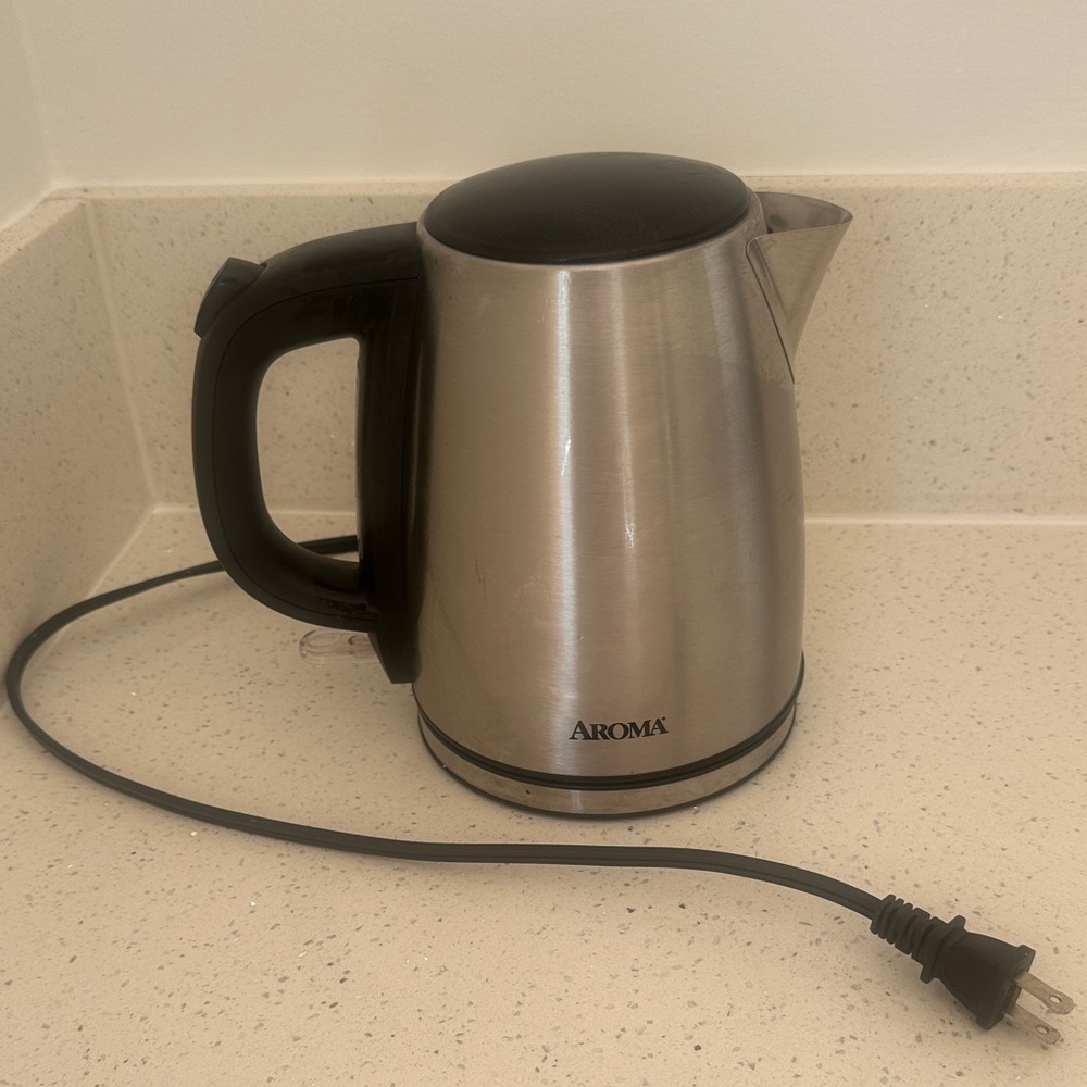 Aroma Home Stainless Steel Electric Kettle - Black and Silver